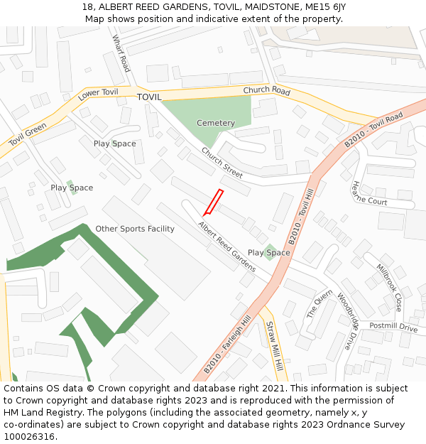 18, ALBERT REED GARDENS, TOVIL, MAIDSTONE, ME15 6JY: Location map and indicative extent of plot