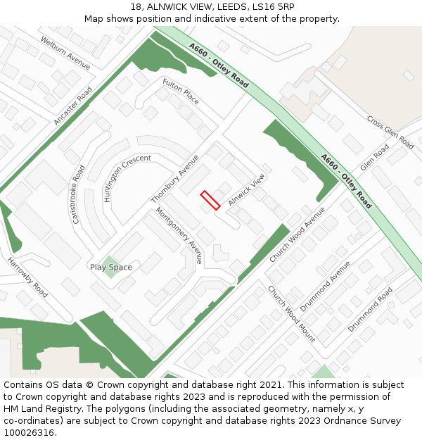 18, ALNWICK VIEW, LEEDS, LS16 5RP: Location map and indicative extent of plot