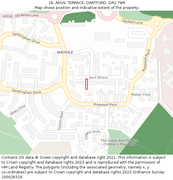 18, ANVIL TERRACE, DARTFORD, DA2 7WR: Location map and indicative extent of plot