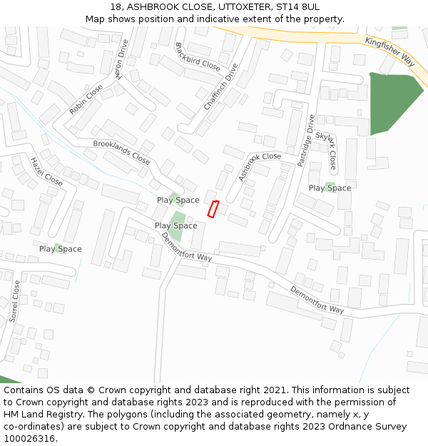 18, ASHBROOK CLOSE, UTTOXETER, ST14 8UL: Location map and indicative extent of plot