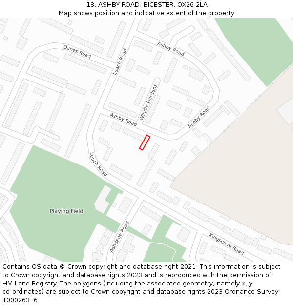 18, ASHBY ROAD, BICESTER, OX26 2LA: Location map and indicative extent of plot