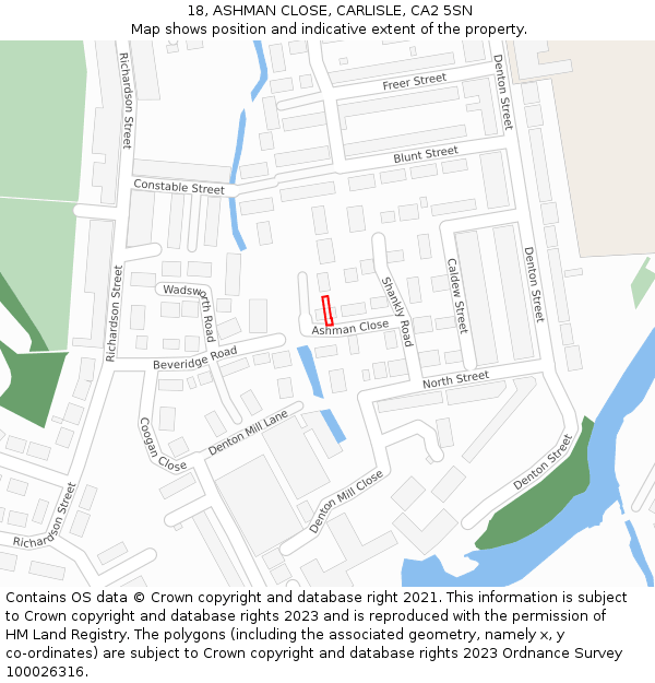 18, ASHMAN CLOSE, CARLISLE, CA2 5SN: Location map and indicative extent of plot