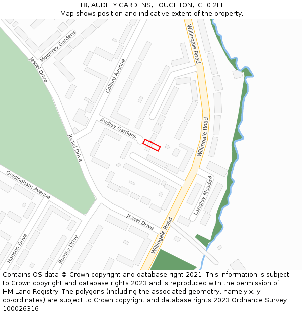 18, AUDLEY GARDENS, LOUGHTON, IG10 2EL: Location map and indicative extent of plot