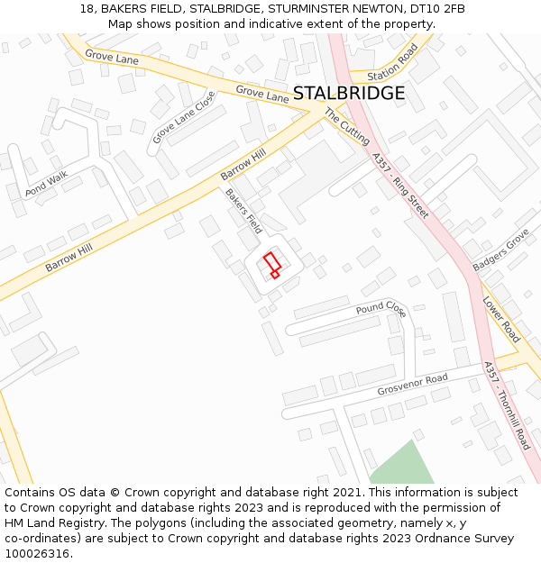 18, BAKERS FIELD, STALBRIDGE, STURMINSTER NEWTON, DT10 2FB: Location map and indicative extent of plot