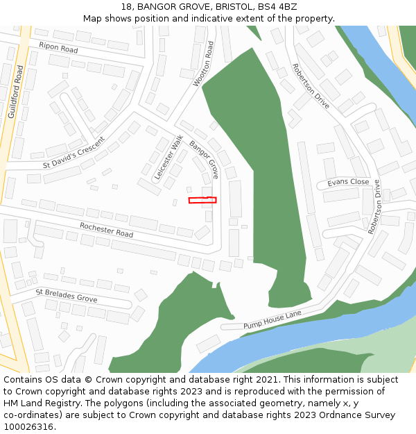 18, BANGOR GROVE, BRISTOL, BS4 4BZ: Location map and indicative extent of plot