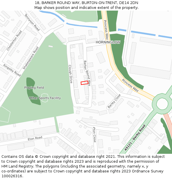 18, BARKER ROUND WAY, BURTON-ON-TRENT, DE14 2DN: Location map and indicative extent of plot