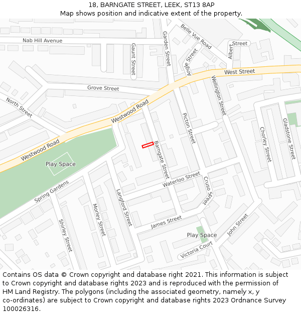 18, BARNGATE STREET, LEEK, ST13 8AP: Location map and indicative extent of plot