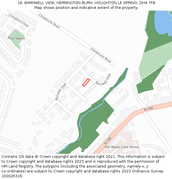 18, BARNWELL VIEW, HERRINGTON BURN, HOUGHTON LE SPRING, DH4 7FB: Location map and indicative extent of plot