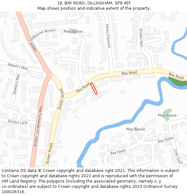 18, BAY ROAD, GILLINGHAM, SP8 4EF: Location map and indicative extent of plot