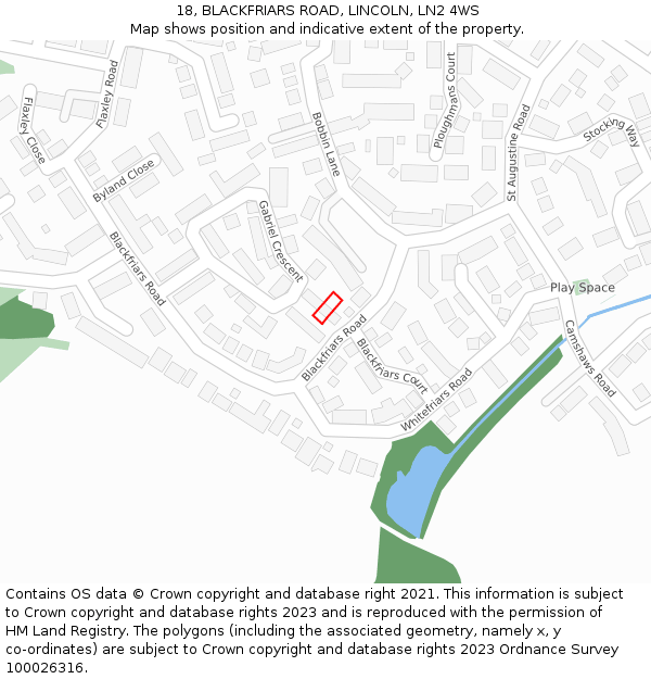 18, BLACKFRIARS ROAD, LINCOLN, LN2 4WS: Location map and indicative extent of plot