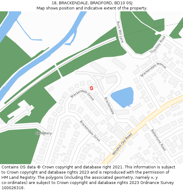 18, BRACKENDALE, BRADFORD, BD10 0SJ: Location map and indicative extent of plot