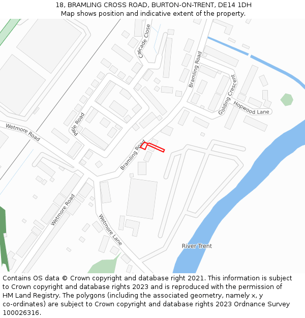 18, BRAMLING CROSS ROAD, BURTON-ON-TRENT, DE14 1DH: Location map and indicative extent of plot