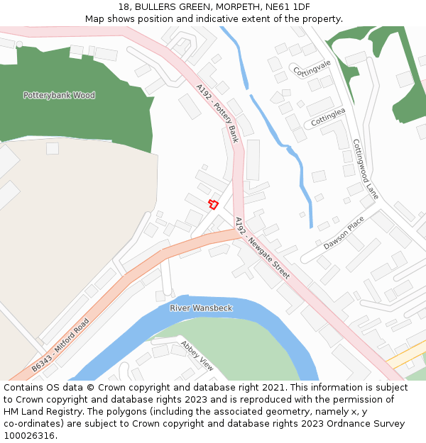 18, BULLERS GREEN, MORPETH, NE61 1DF: Location map and indicative extent of plot