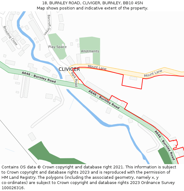 18, BURNLEY ROAD, CLIVIGER, BURNLEY, BB10 4SN: Location map and indicative extent of plot