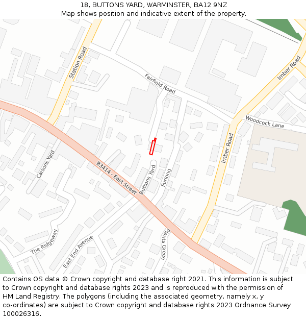 18, BUTTONS YARD, WARMINSTER, BA12 9NZ: Location map and indicative extent of plot