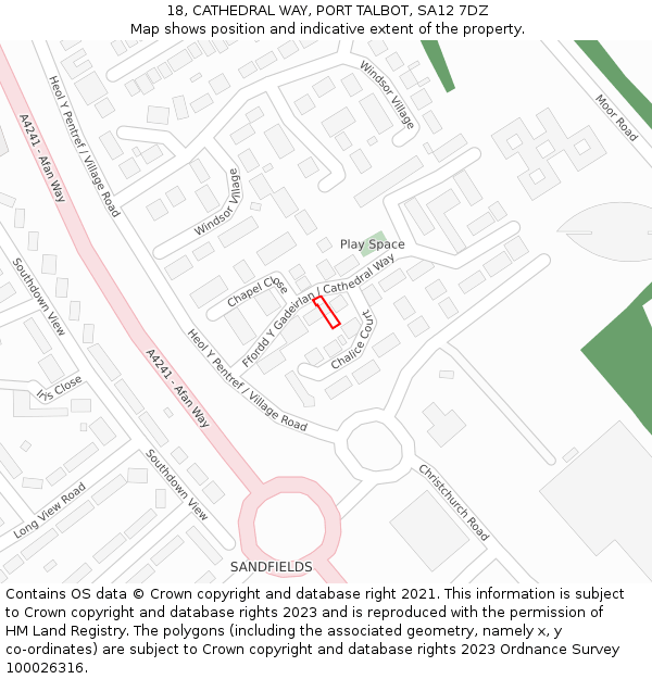 18, CATHEDRAL WAY, PORT TALBOT, SA12 7DZ: Location map and indicative extent of plot