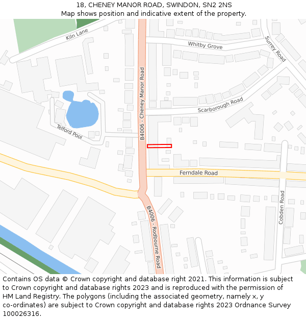 18, CHENEY MANOR ROAD, SWINDON, SN2 2NS: Location map and indicative extent of plot