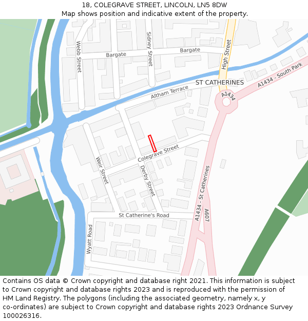 18, COLEGRAVE STREET, LINCOLN, LN5 8DW: Location map and indicative extent of plot