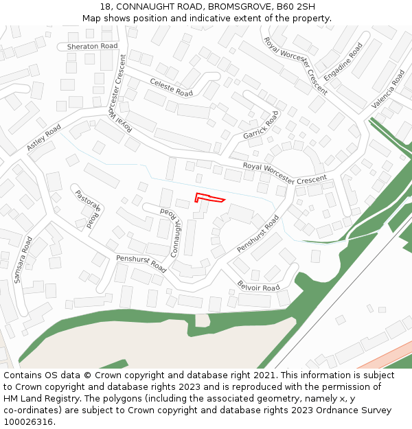 18, CONNAUGHT ROAD, BROMSGROVE, B60 2SH: Location map and indicative extent of plot