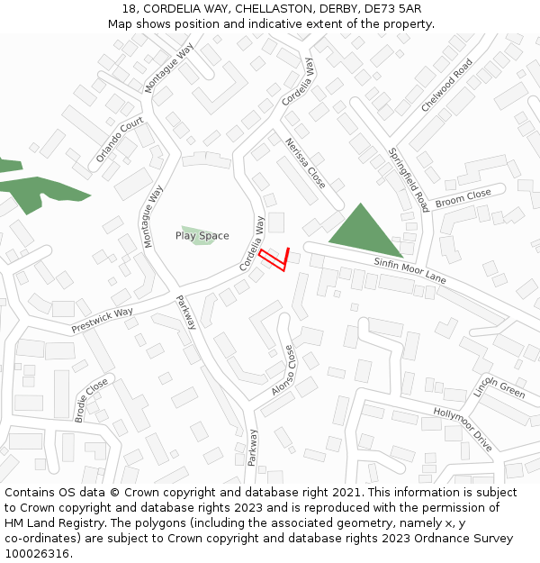 18, CORDELIA WAY, CHELLASTON, DERBY, DE73 5AR: Location map and indicative extent of plot