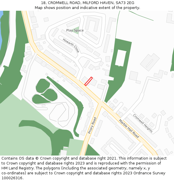18, CROMWELL ROAD, MILFORD HAVEN, SA73 2EG: Location map and indicative extent of plot