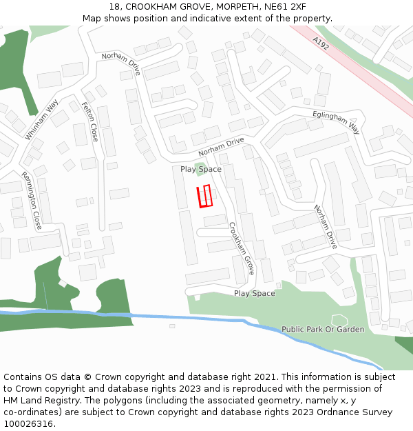 18, CROOKHAM GROVE, MORPETH, NE61 2XF: Location map and indicative extent of plot