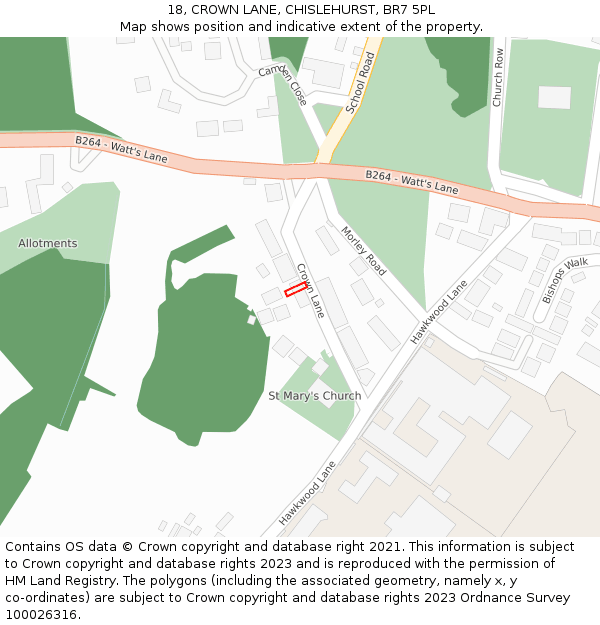 18, CROWN LANE, CHISLEHURST, BR7 5PL: Location map and indicative extent of plot