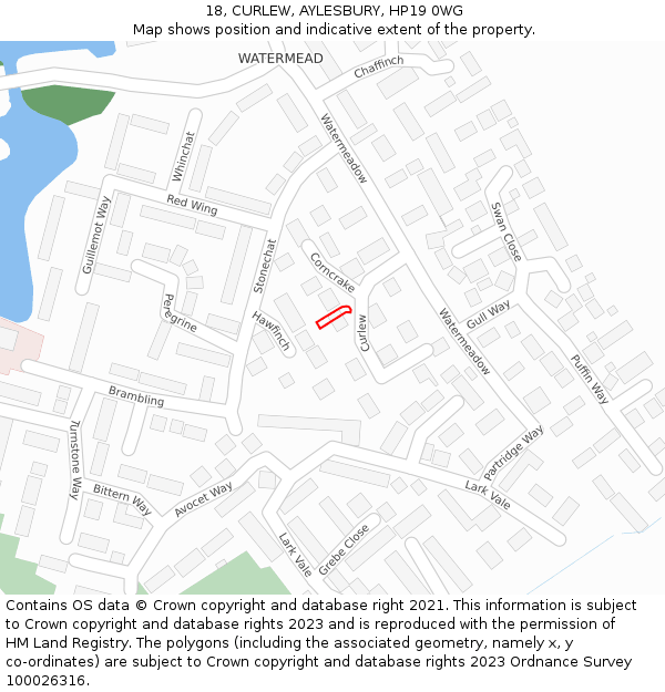 18, CURLEW, AYLESBURY, HP19 0WG: Location map and indicative extent of plot