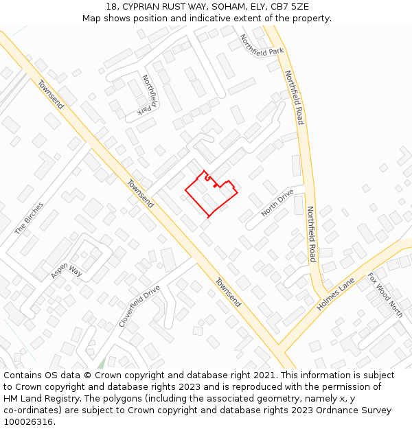 18, CYPRIAN RUST WAY, SOHAM, ELY, CB7 5ZE: Location map and indicative extent of plot