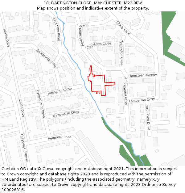 18, DARTINGTON CLOSE, MANCHESTER, M23 9PW: Location map and indicative extent of plot