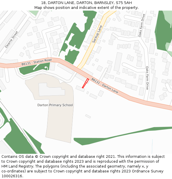 18, DARTON LANE, DARTON, BARNSLEY, S75 5AH: Location map and indicative extent of plot