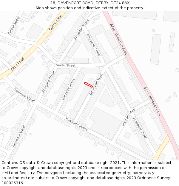 18, DAVENPORT ROAD, DERBY, DE24 8AX: Location map and indicative extent of plot