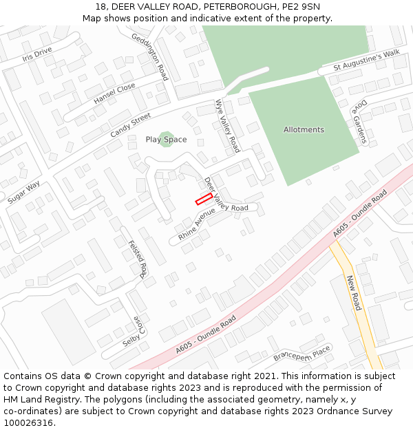 18, DEER VALLEY ROAD, PETERBOROUGH, PE2 9SN: Location map and indicative extent of plot