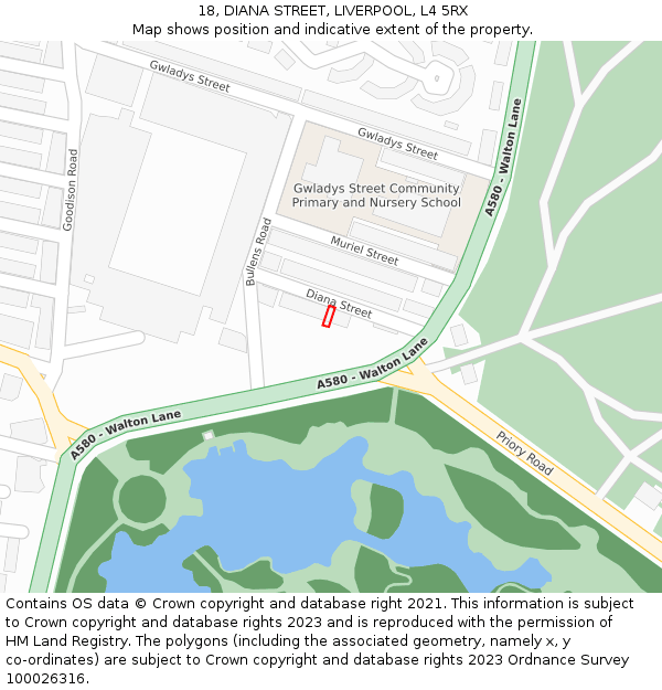 18, DIANA STREET, LIVERPOOL, L4 5RX: Location map and indicative extent of plot