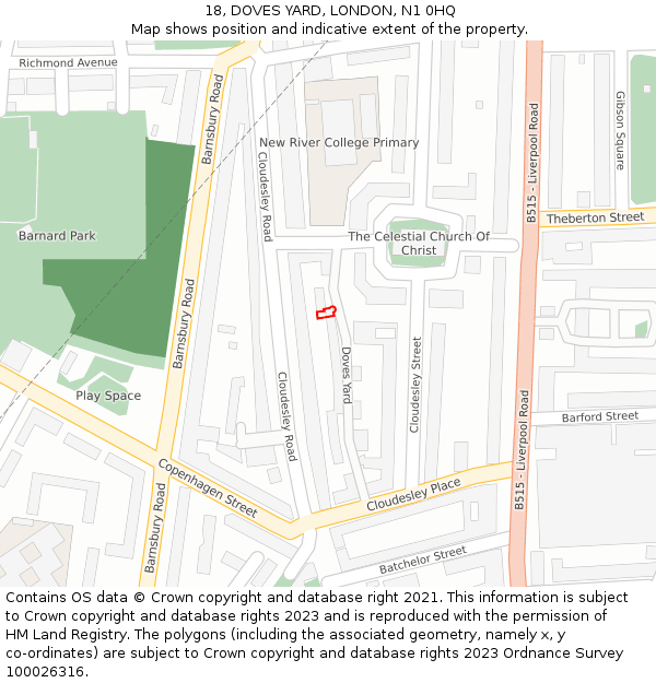 18, DOVES YARD, LONDON, N1 0HQ: Location map and indicative extent of plot
