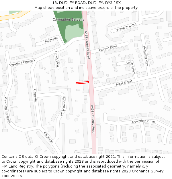 18, DUDLEY ROAD, DUDLEY, DY3 1SX: Location map and indicative extent of plot