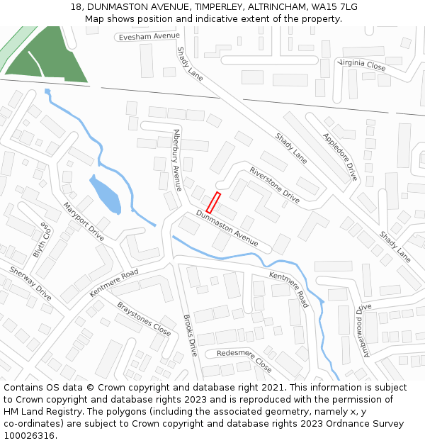 18, DUNMASTON AVENUE, TIMPERLEY, ALTRINCHAM, WA15 7LG: Location map and indicative extent of plot