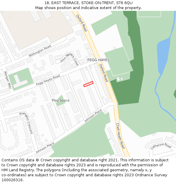 18, EAST TERRACE, STOKE-ON-TRENT, ST6 6QU: Location map and indicative extent of plot