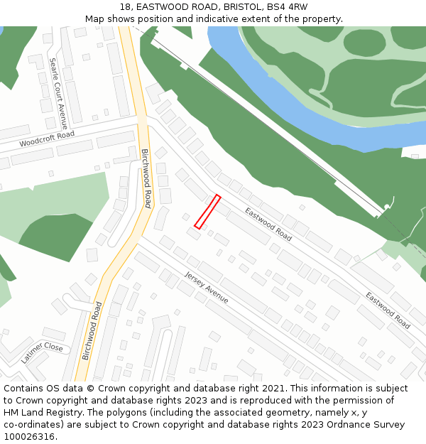 18, EASTWOOD ROAD, BRISTOL, BS4 4RW: Location map and indicative extent of plot