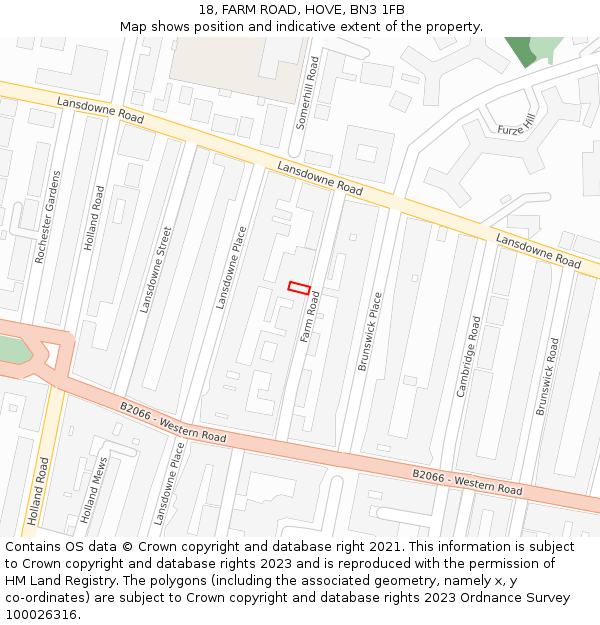 18, FARM ROAD, HOVE, BN3 1FB: Location map and indicative extent of plot