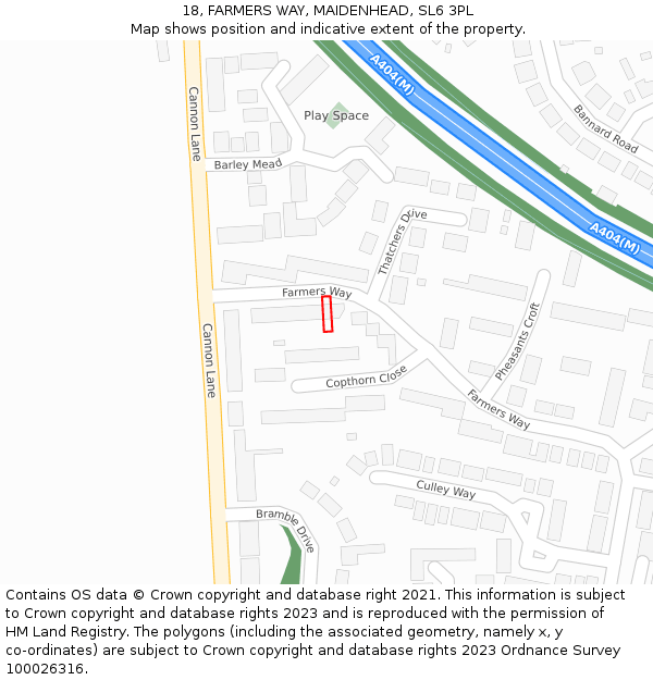 18, FARMERS WAY, MAIDENHEAD, SL6 3PL: Location map and indicative extent of plot