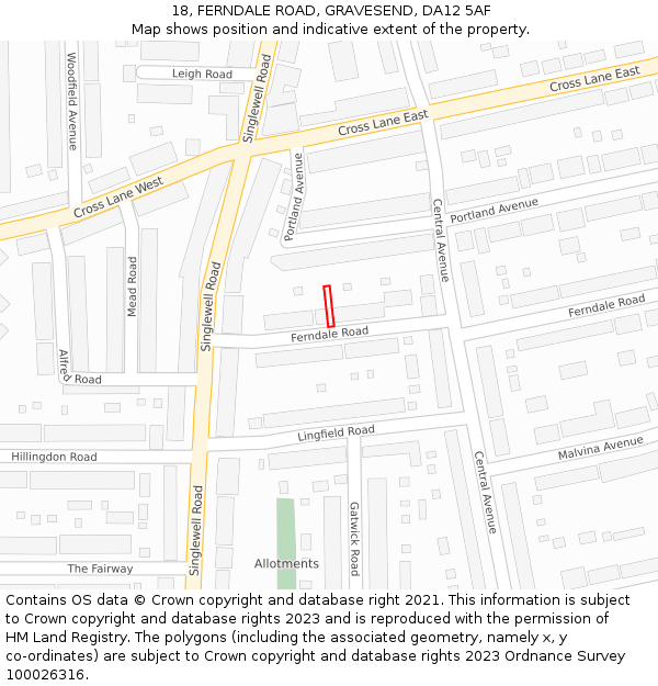 18, FERNDALE ROAD, GRAVESEND, DA12 5AF: Location map and indicative extent of plot