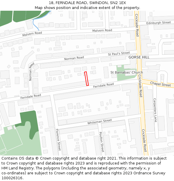 18, FERNDALE ROAD, SWINDON, SN2 1EX: Location map and indicative extent of plot