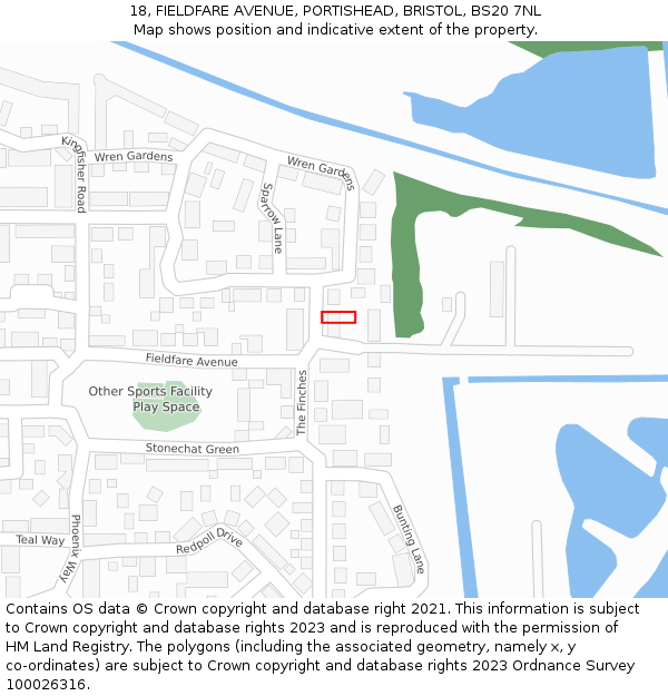 18, FIELDFARE AVENUE, PORTISHEAD, BRISTOL, BS20 7NL: Location map and indicative extent of plot