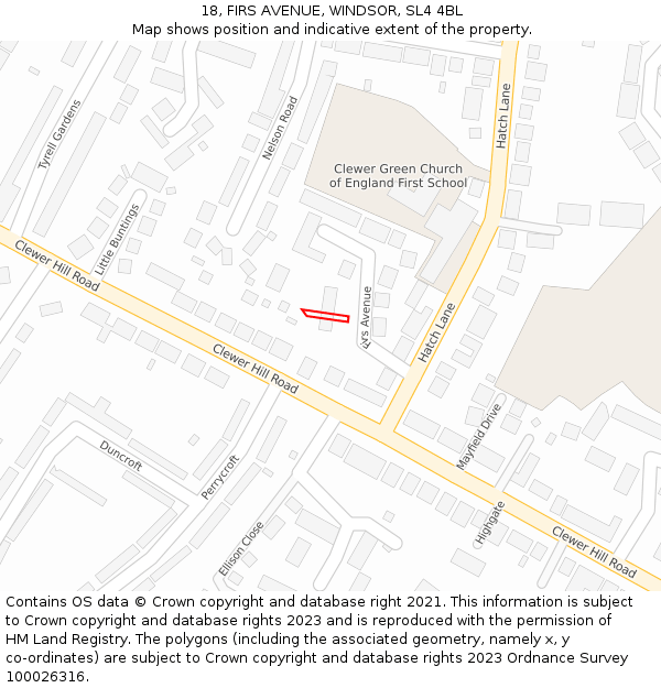 18, FIRS AVENUE, WINDSOR, SL4 4BL: Location map and indicative extent of plot
