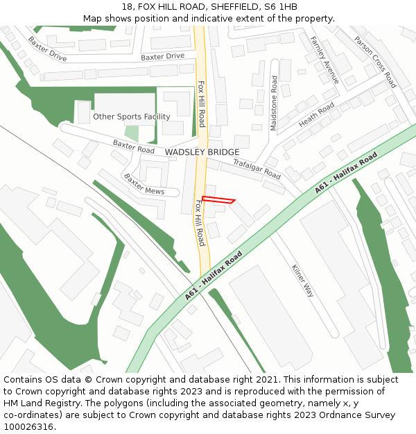 18, FOX HILL ROAD, SHEFFIELD, S6 1HB: Location map and indicative extent of plot