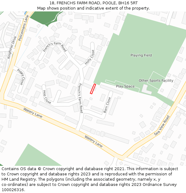 18, FRENCHS FARM ROAD, POOLE, BH16 5RT: Location map and indicative extent of plot
