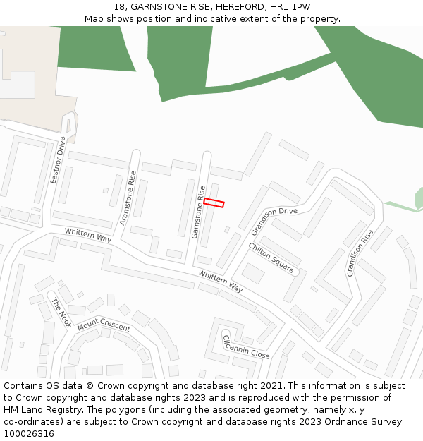18, GARNSTONE RISE, HEREFORD, HR1 1PW: Location map and indicative extent of plot