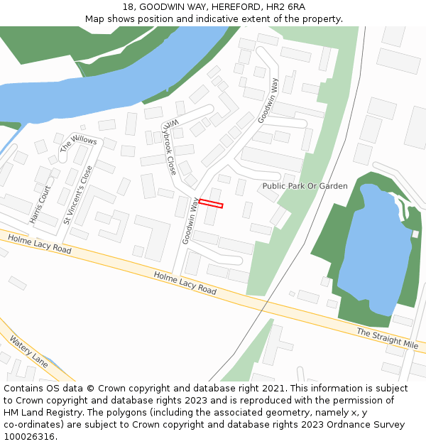 18, GOODWIN WAY, HEREFORD, HR2 6RA: Location map and indicative extent of plot