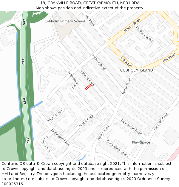 18, GRANVILLE ROAD, GREAT YARMOUTH, NR31 0DA: Location map and indicative extent of plot